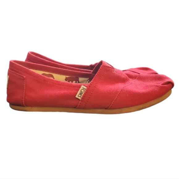 TOMS Alpargata Heritage Red Canvas Slip-On Shoes Womens 8 Classic Comfort Flats - Picture 2 of 7